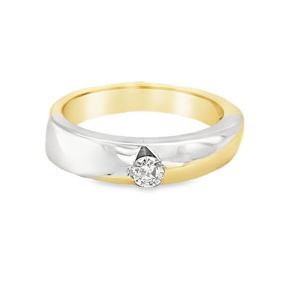 18ct Two Colour Gold Solitaire Diamond Band Ring 0.15ct