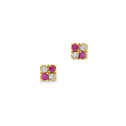 4 Stone Ruby & Diamond Earrings 18ct Gold