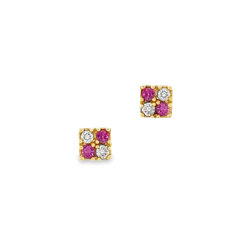 4 Stone Ruby & Diamond Earrings 18ct Gold