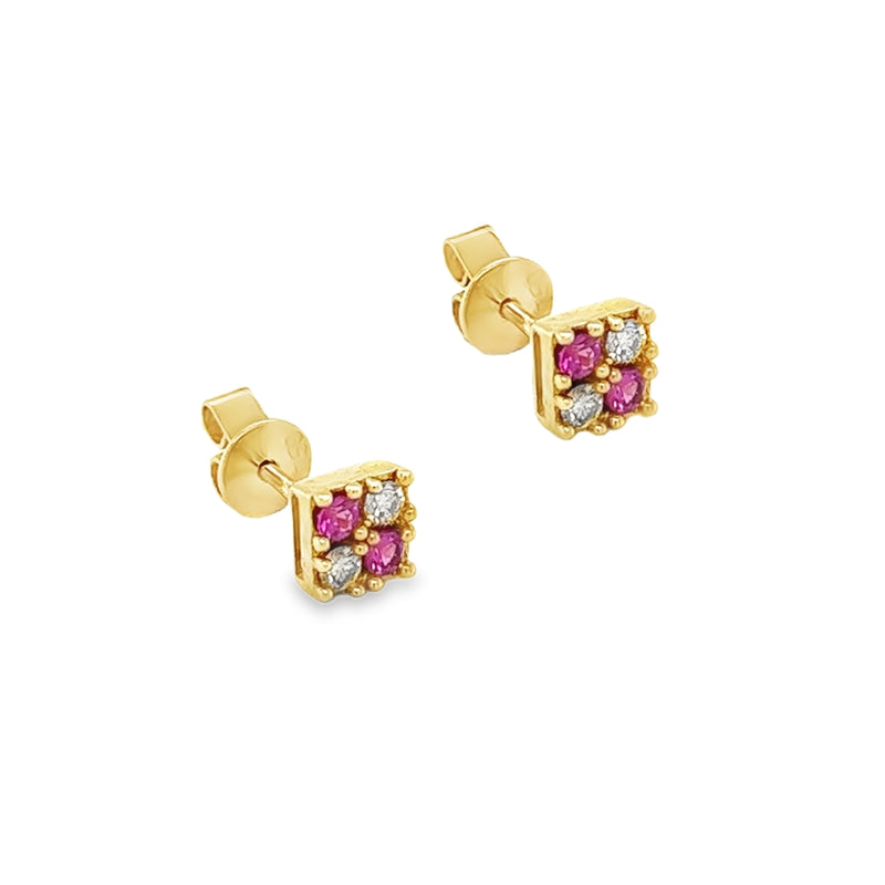 4 Stone Ruby & Diamond Earrings 18ct Gold