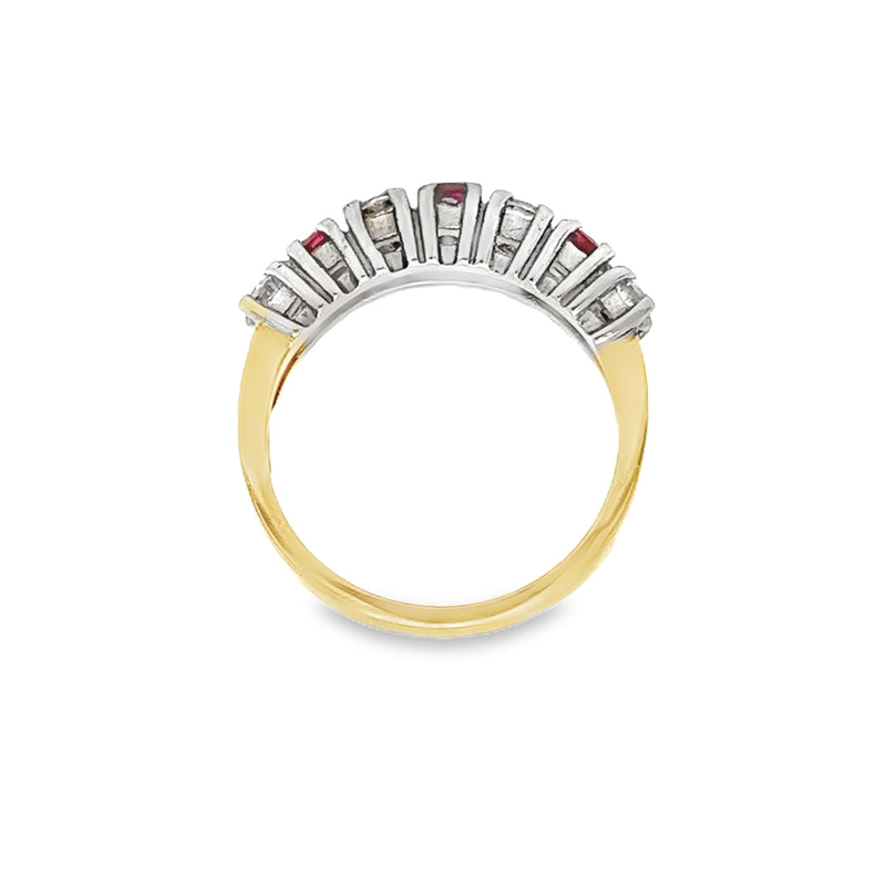 Ruby & Diamond 7 Stone Eternity Ring 18ct Gold proile