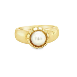 Single Cultured Pearl Ring 18ct Gold