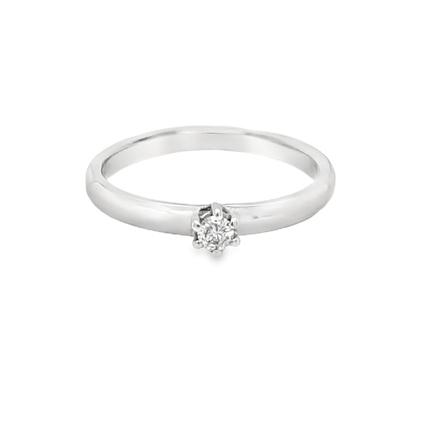 9ct White Gold Diamond Solitaire Ring 0.10ct