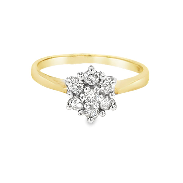 Diamond 0.35ct Daisy Cluster Ring 9ct Gold