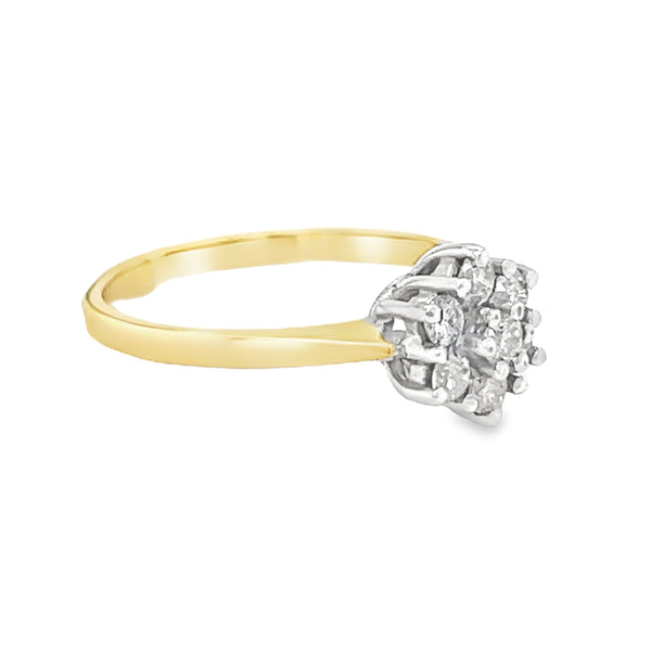 Diamond 0.35ct Daisy Cluster Ring 9ct Gold side