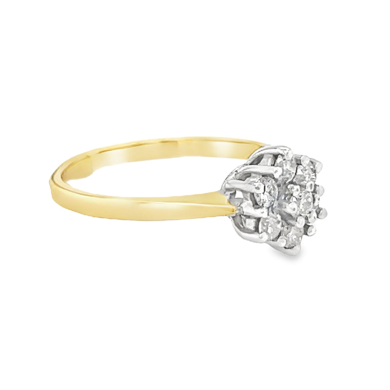 Diamond 0.35ct Daisy Cluster Ring 9ct Gold side