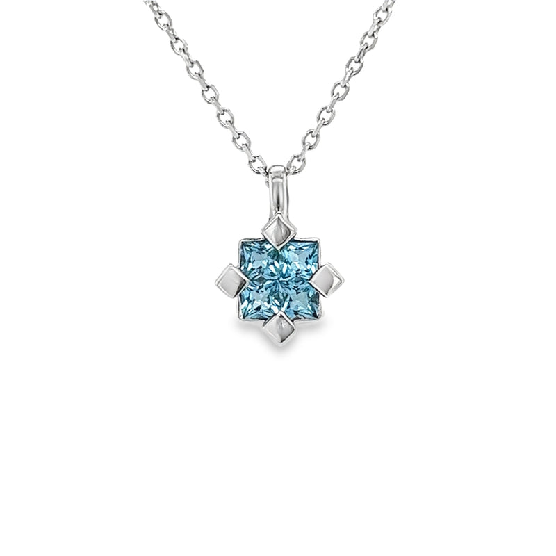 18ct White Gold Blue Topaz Pendant