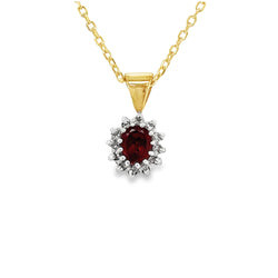 9ct Gold Garnet & Diamond Pendant