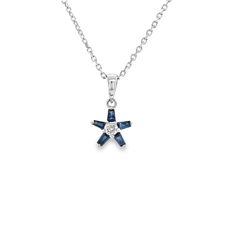 18ct White Gold Sapphire & Diamond Star Pendant