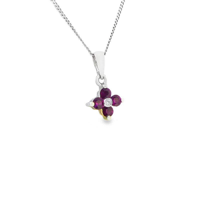 18ct White Gold Ruby & Diamond Pendant side