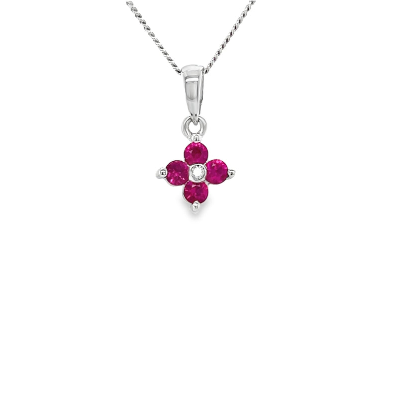 18ct White Gold Ruby & Diamond Pendant