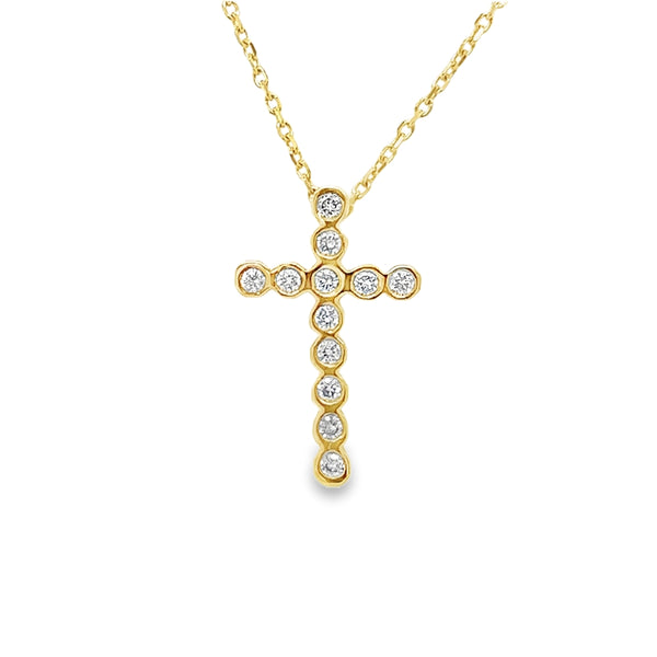 18ct Yellow Gold Diamond Set Cross Pendant