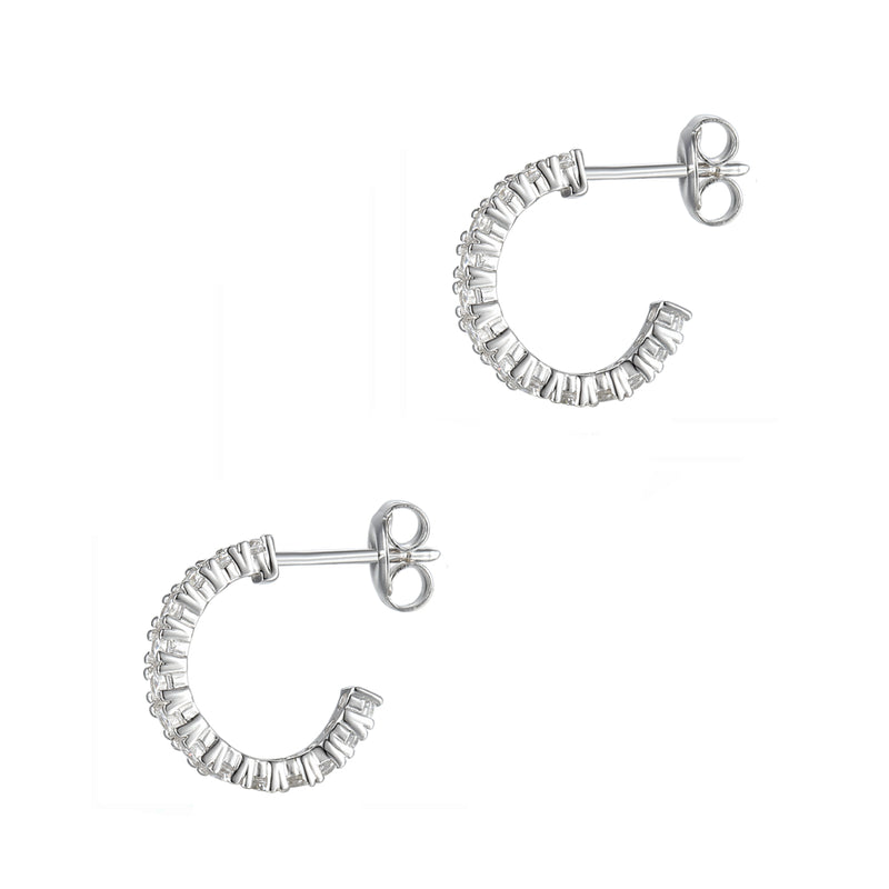 Amore Argento Claw Set CZ Half Hoop Earrings side
