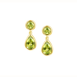 9ct Gold Duo Peridot Drop Earrings by Amore