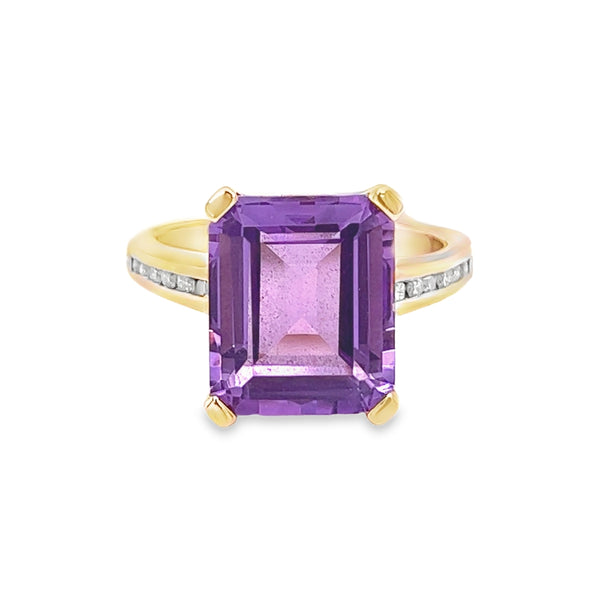 Lavender Ring by Amore Amethyst & Diamond 9ct Gold