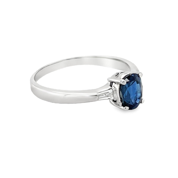 Sapphire & Diamond Trilogy Ring Platinum side