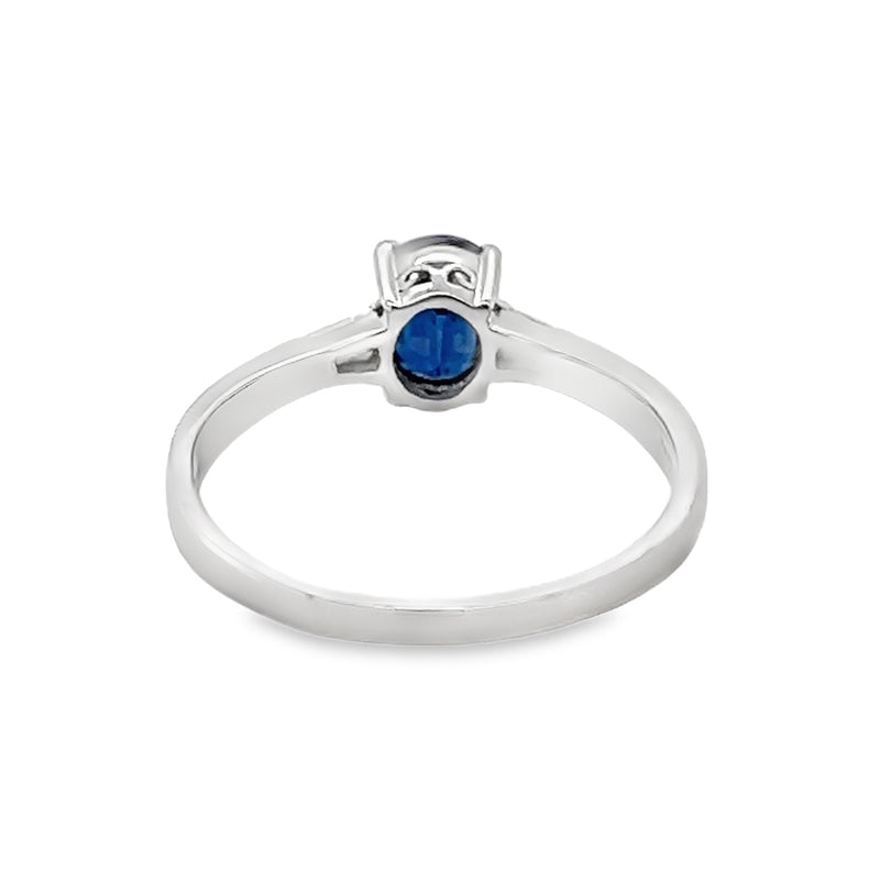 Sapphire & Diamond Trilogy Ring Platinum rear