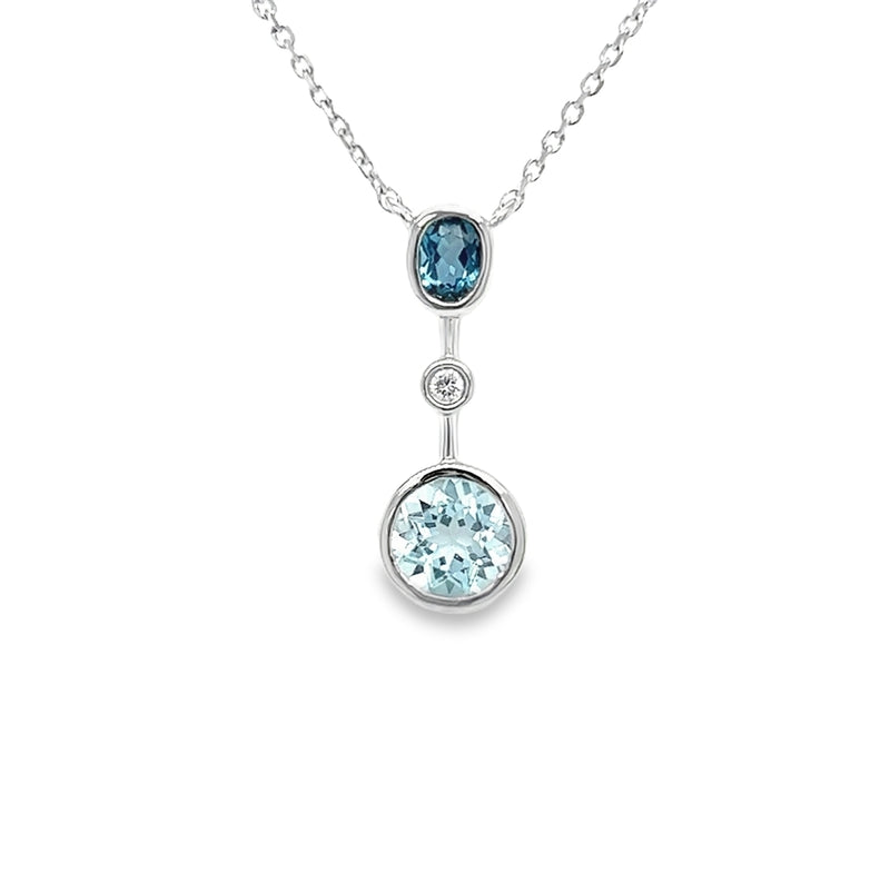 9ct White Gold Topaz & Diamond Necklace by Amore