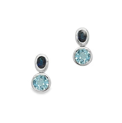 9ct White Gold Double Topaz Earrings by Amore