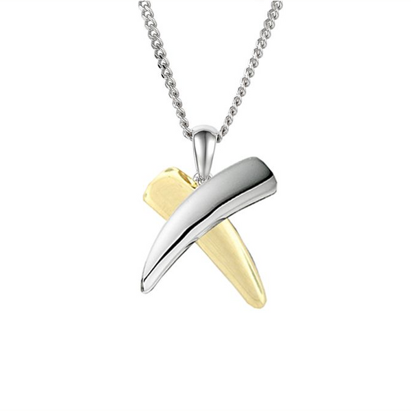 9ct Yellow & White Gold Kiss Pendant by Amore