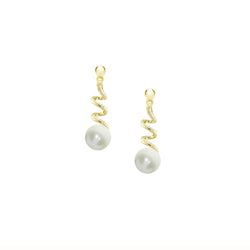 9ct Yellow Gold Spiral Pearl Earrings by Amore