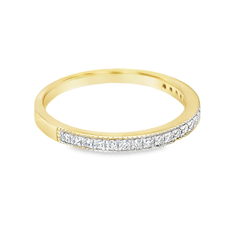 Diamond Eternity Ring 0.15ct Milgrain Claw Set 9ct Gold side