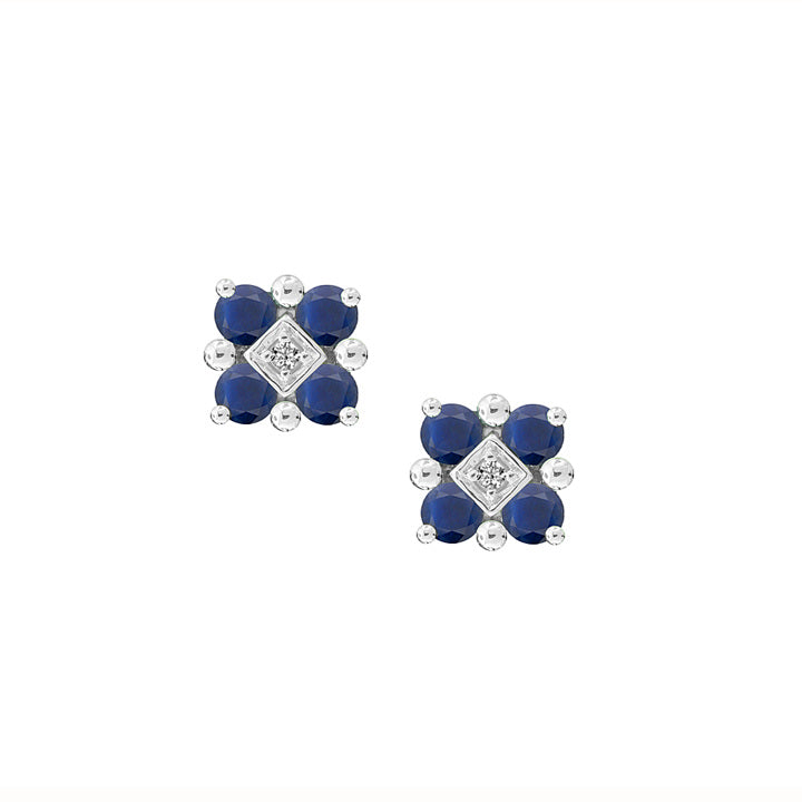 Sapphire & Diamond Checkers Earrings by Amore