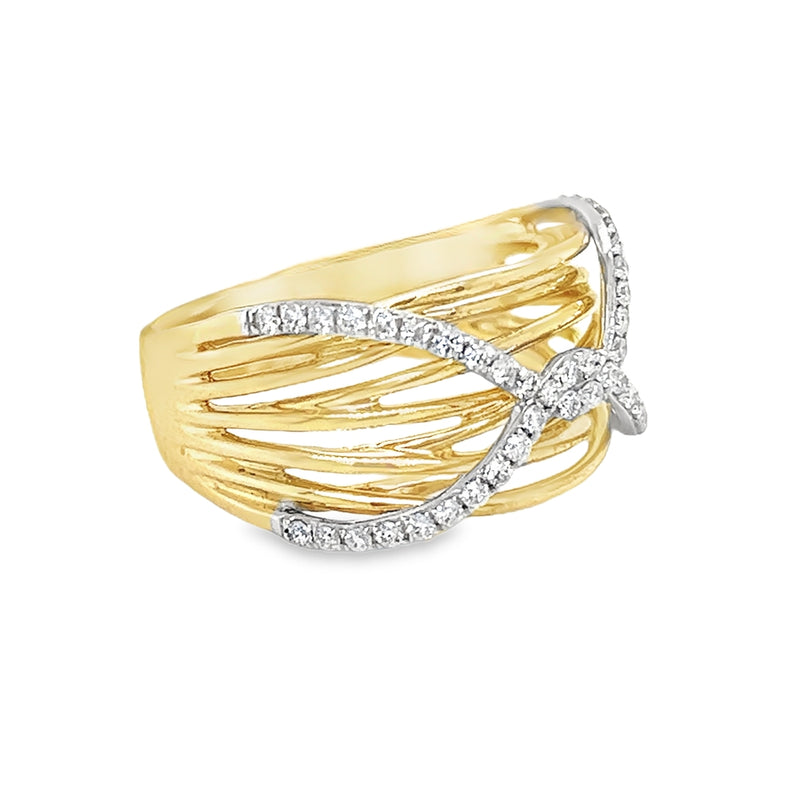 9ct Gold Cross Over Diamond Ring by Amore side