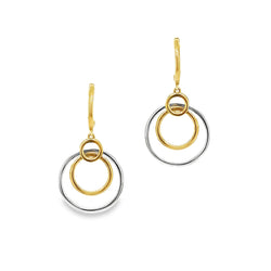 9ct Three Colour Gold Triple Circle Drop Earrings by Amore