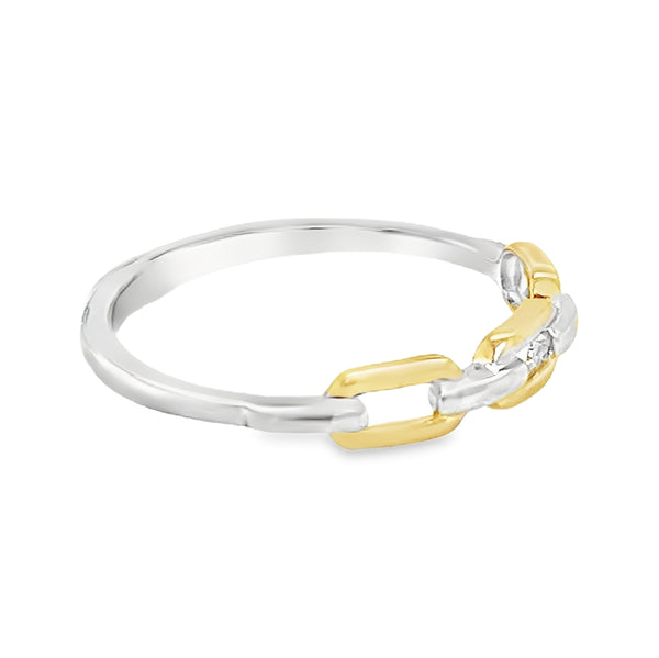 9ct White & Yellow Gold Chain Stacker Ring by Amore side