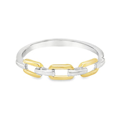 9ct White & Yellow Gold Chain Stacker Ring by Amore