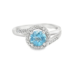 Blue Topaz & Diamond Caitlin Ring by Amore 9ct White Gold