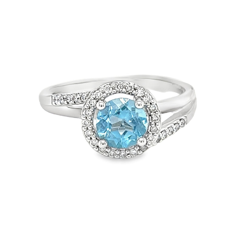 Blue Topaz & Diamond Caitlin Ring by Amore 9ct White Gold