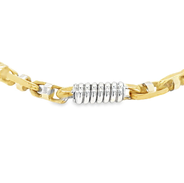 9ct 2 Colour Gold Round Marine Link Bracelet