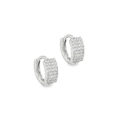 Sterling Silver 3 Row CZ Huggy Earrings