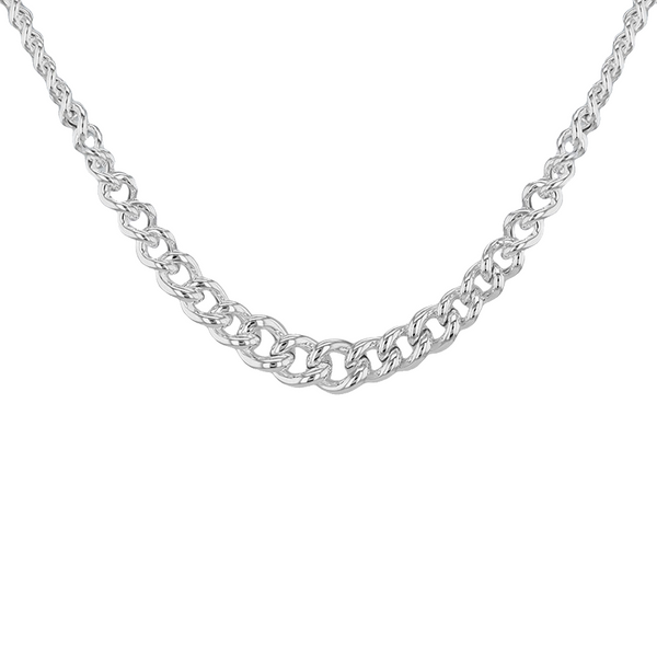 Silver Graduated Rounded Curb Chain 18 Inch