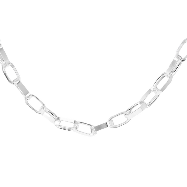 Silver Large Paper Chain Link Necklace 22 Inch