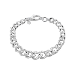 Sterling Silver Graduated Rounded Curb Bracelet