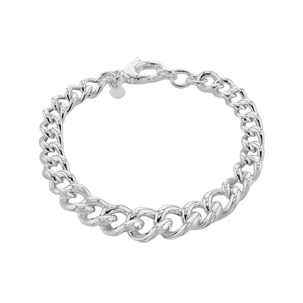 Sterling Silver Graduated Rounded Curb Bracelet