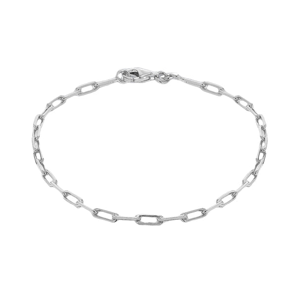 Sterling Silver Oval Link Paper Chain Bracelet 19cm/7.5"