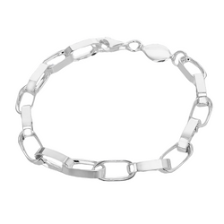 Sterling Silver Large Paper Chain Link Bracelet