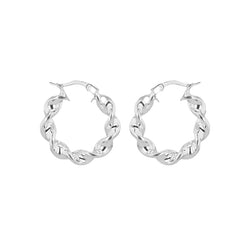 Sterling Silver 24mm Twisted Hoop Earrings