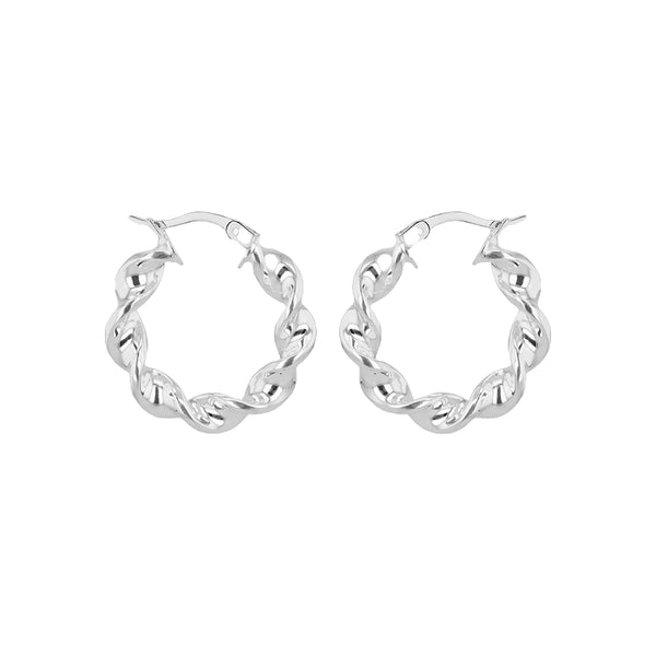 Sterling Silver 24mm Twisted Hoop Earrings