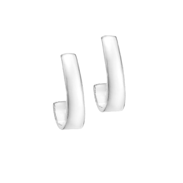 Sterling Silver J-Shaped Huggy Earrings