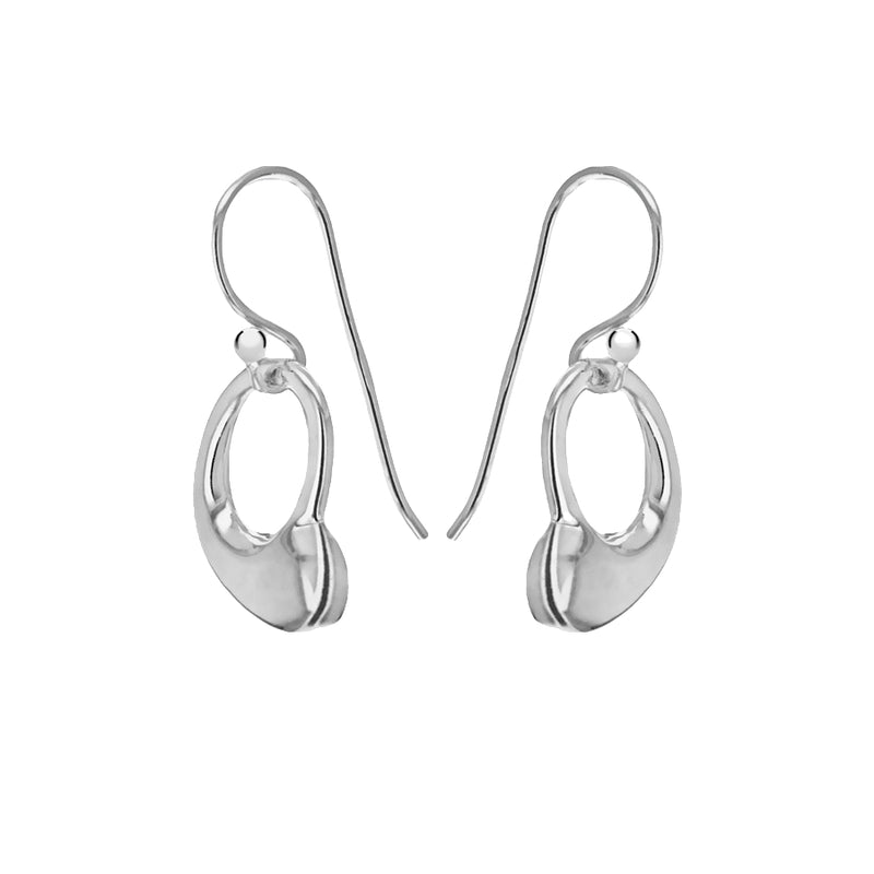 Sterling Silver Open Heart Hook Drop Earrings