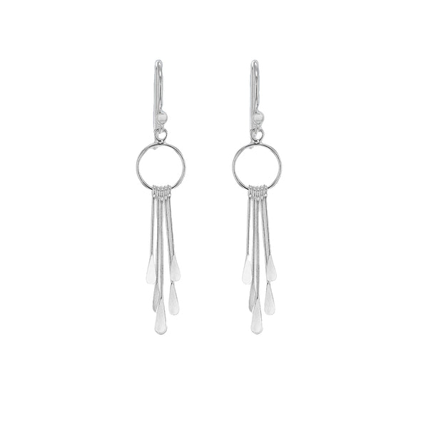 Sterling Silver Circle and Bar Drop Earrings