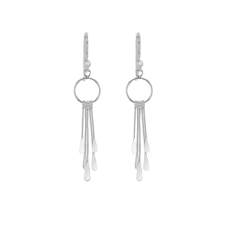 Sterling Silver Circle and Bar Drop Earrings