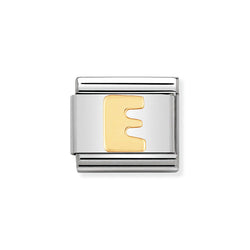 Nomination Classic Link Letter E Charm in Bonded Yellow Gold