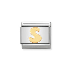 Nomination Classic Link Letter S Charm in Bonded Yellow Gold