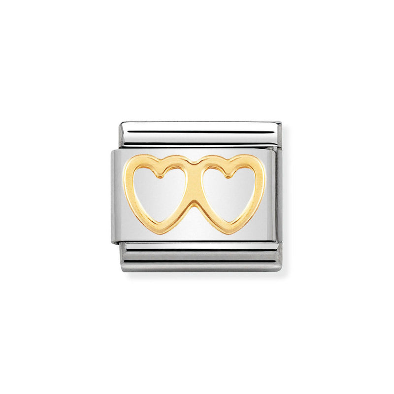 Nomination Classic Link Double Heart Charm in Gold